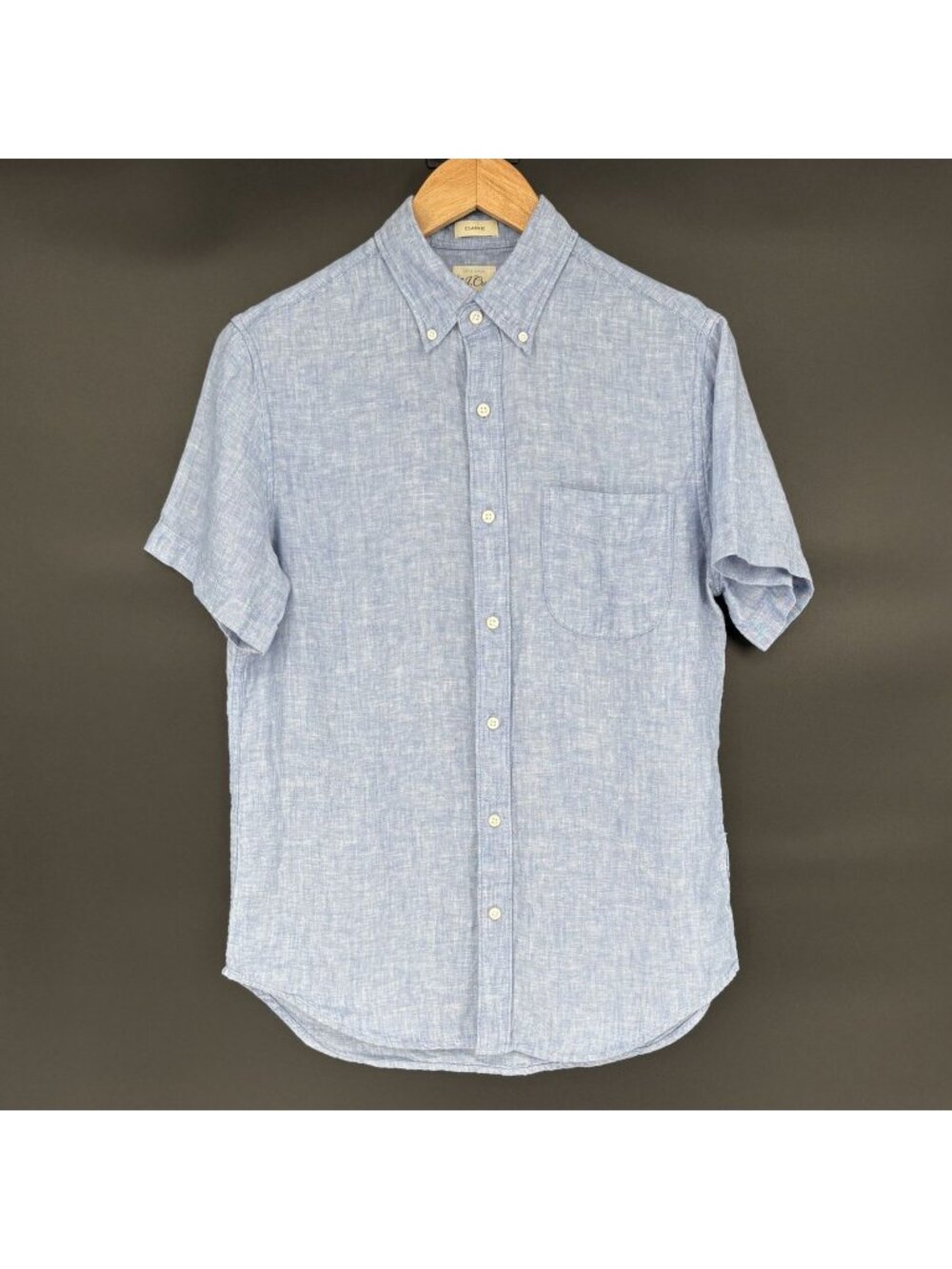 J.Crew Mens Short Sleeve Baird McNutt Irish Linen Shirt S Blue Button Up Coastal
